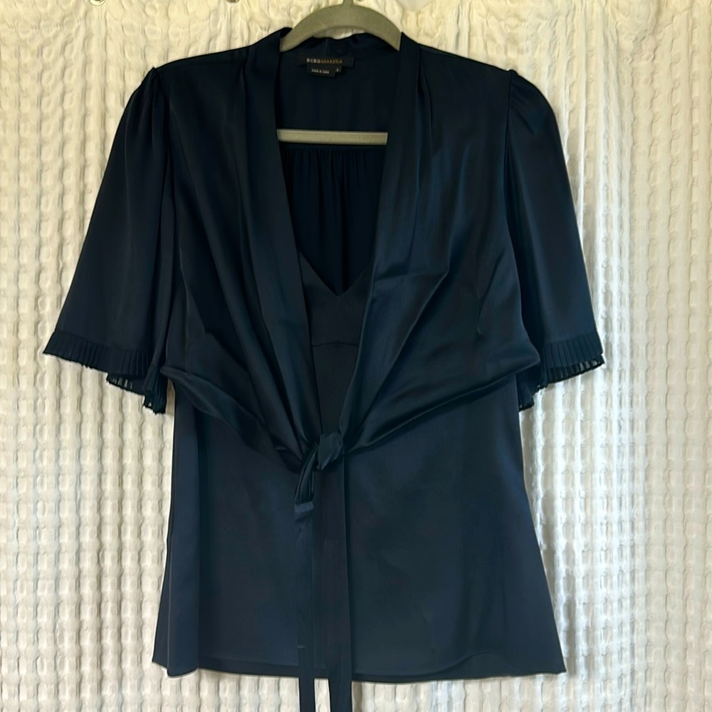BCBG silk wrap blouse black